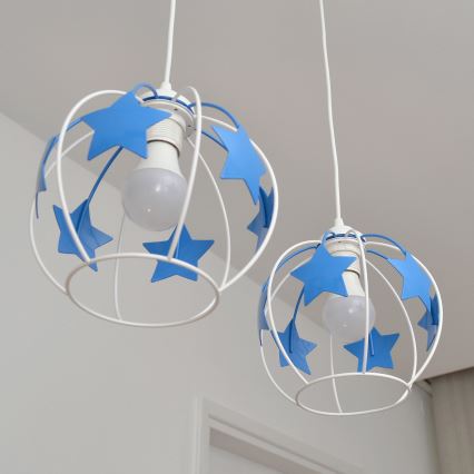 Παιδικό κρεμαστό φωτιστικό οροφής STARS 2xE27/15W/230V μπλε/λευκό