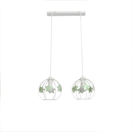 Παιδικό κρεμαστό φωτιστικό οροφής STARS 2xE27/15W/230V πράσινο/λευκό