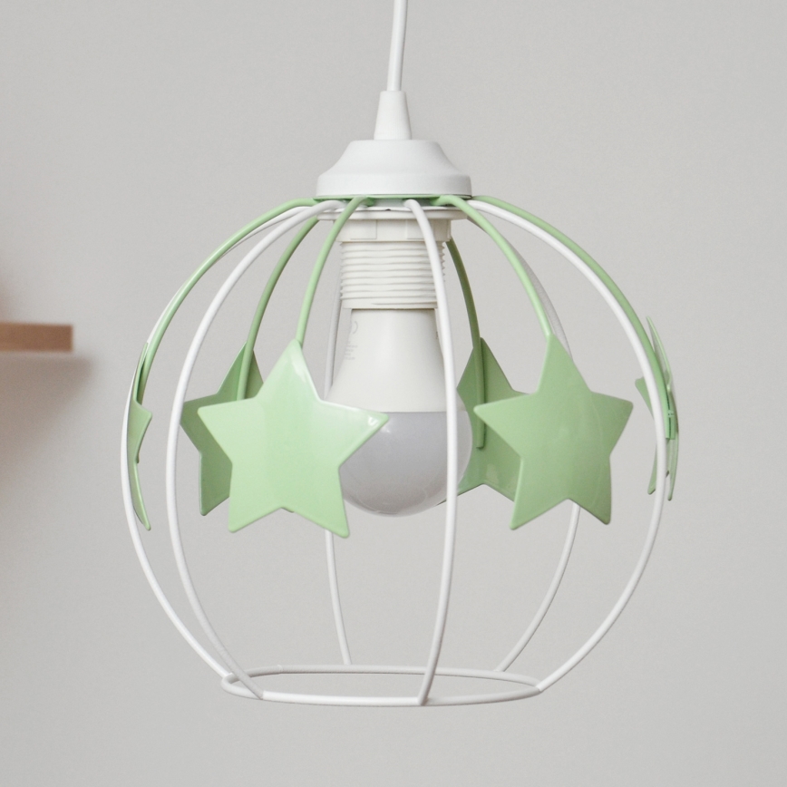 Παιδικό κρεμαστό φωτιστικό οροφής STARS 2xE27/15W/230V πράσινο/λευκό