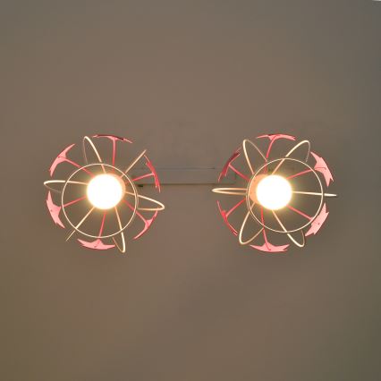 Παιδικό κρεμαστό φωτιστικό οροφής STARS 2xE27/15W/230V ροζ/λευκό