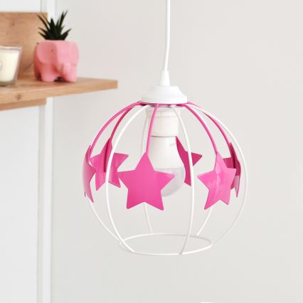Παιδικό κρεμαστό φωτιστικό οροφής STARS 2xE27/15W/230V ροζ/λευκό
