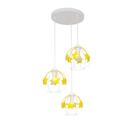 Παιδικό κρεμαστό φωτιστικό οροφής STARS 3xE27/15W/230V κίτρινο/λευκό