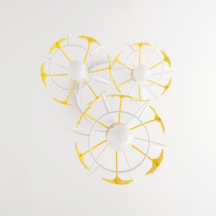 Παιδικό κρεμαστό φωτιστικό οροφής STARS 3xE27/15W/230V κίτρινο/λευκό