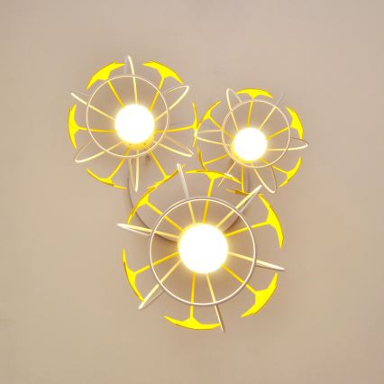 Παιδικό κρεμαστό φωτιστικό οροφής STARS 3xE27/15W/230V κίτρινο/λευκό
