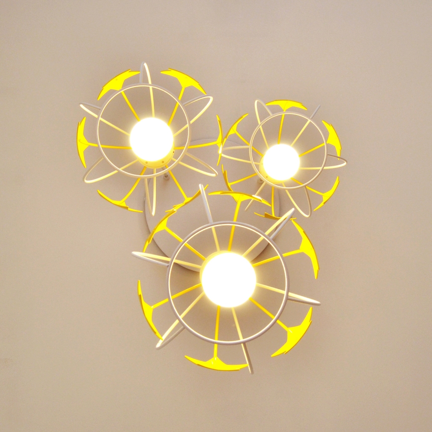 Παιδικό κρεμαστό φωτιστικό οροφής STARS 3xE27/15W/230V κίτρινο/λευκό