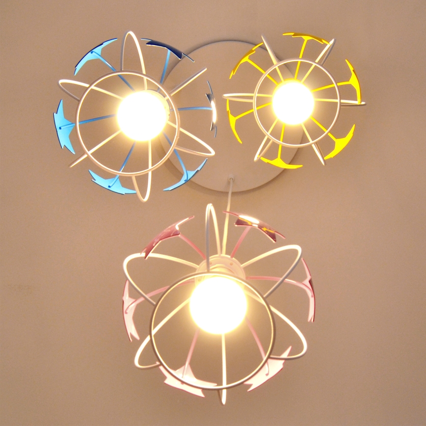 Παιδικό κρεμαστό φωτιστικό οροφής STARS 3xE27/15W/230V μπλε/ροζ/κίτρινο