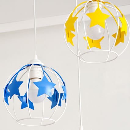 Παιδικό κρεμαστό φωτιστικό οροφής STARS 3xE27/15W/230V μπλε/ροζ/κίτρινο