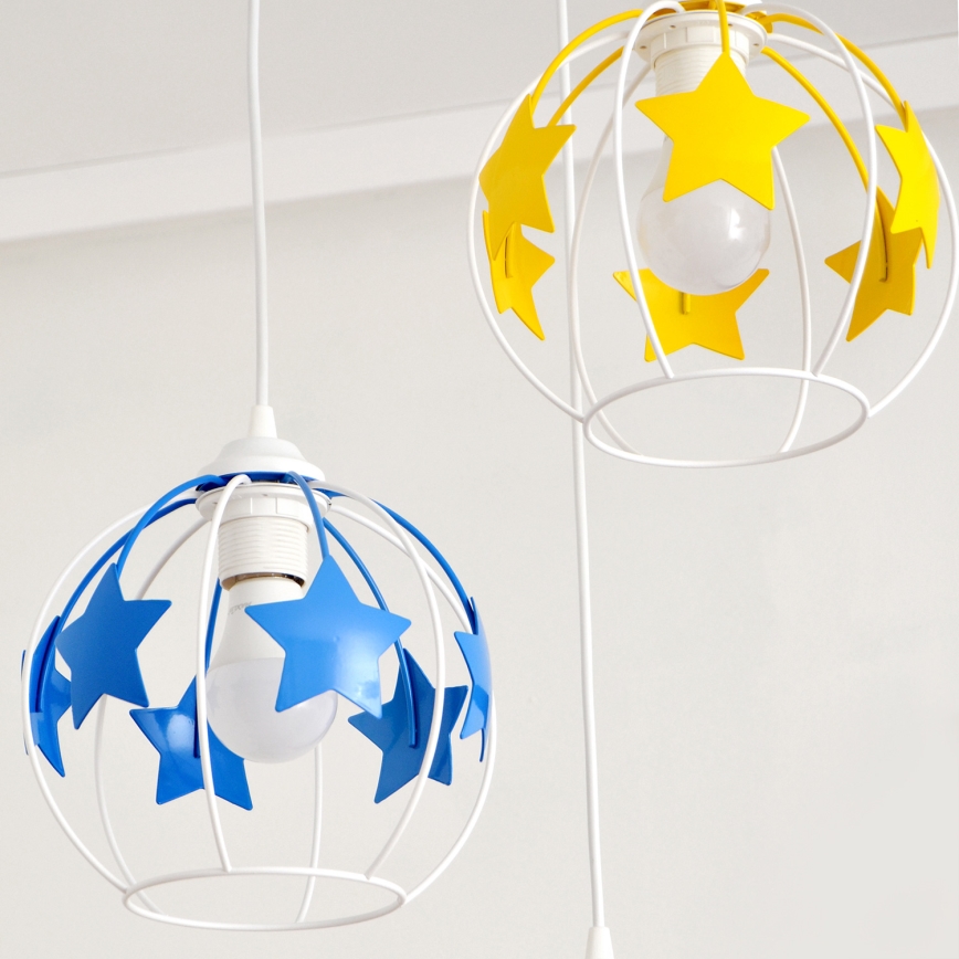 Παιδικό κρεμαστό φωτιστικό οροφής STARS 3xE27/15W/230V μπλε/ροζ/κίτρινο
