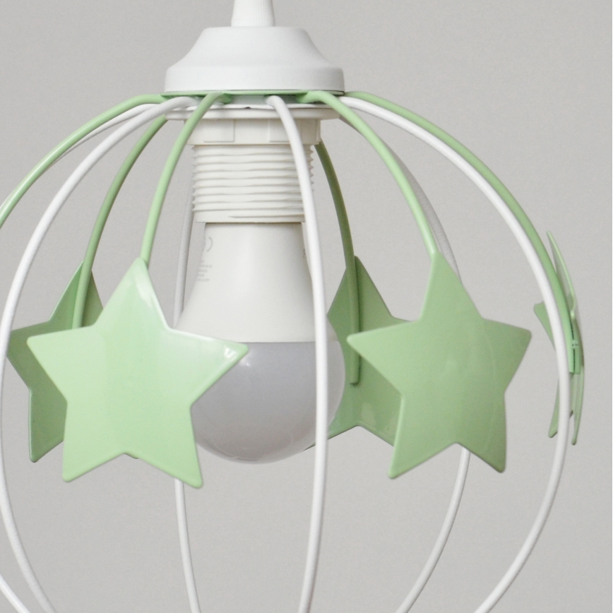 Παιδικό κρεμαστό φωτιστικό οροφής STARS 3xE27/15W/230V πράσινο/λευκό