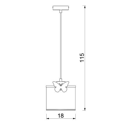 Παιδικό κρεμαστό φωτιστικό οροφής SWEET 1xE27/15W/230V λευκό/ροζ/πεταλούδα