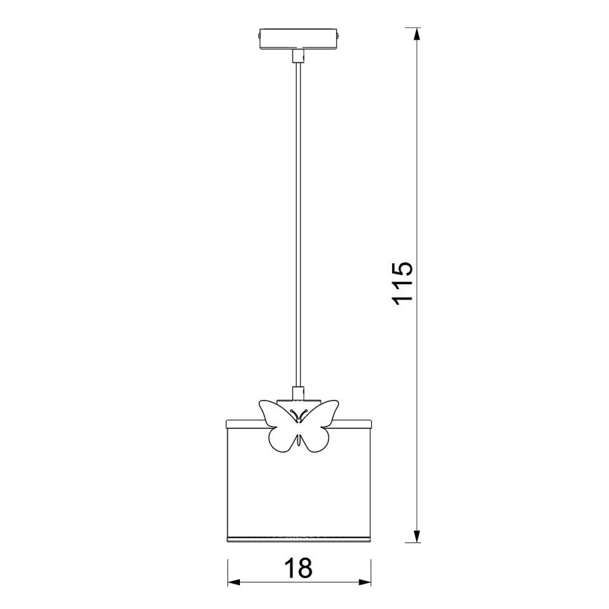 Παιδικό κρεμαστό φωτιστικό οροφής SWEET 1xE27/15W/230V λευκό/ροζ/πεταλούδα