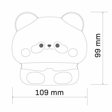 Παιδικό φωτάκι νυκτός αφής LED Dimmable PANDA LED/2W/3,7V 1200 mAh