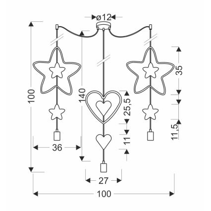 Παιδικό φωτιστικό TRIO 3xE27/20W/230V μπλε/ροζ/κίτρινο