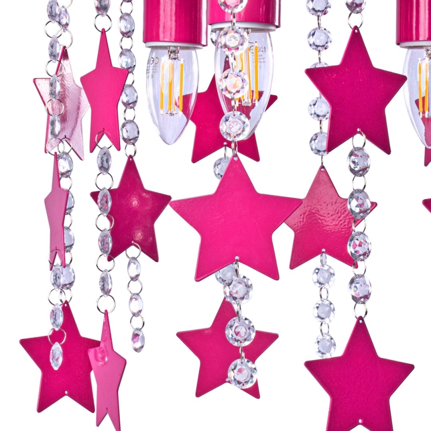 Παιδικό φωτιστικό οροφής ELZA stars 3xE27/60W/230V σκούρο ροζ