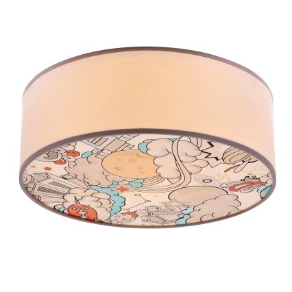 Παιδικό φωτιστικό οροφής KIDDY 2xE27/40W/230V λευκό/μπεζ