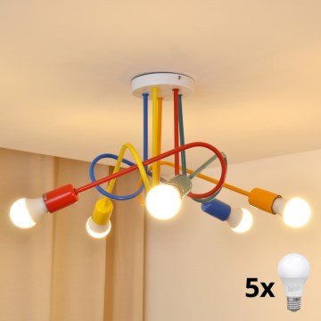 Παιδικό φωτιστικό οροφής LED OXFORD 5xE27/15W/230V