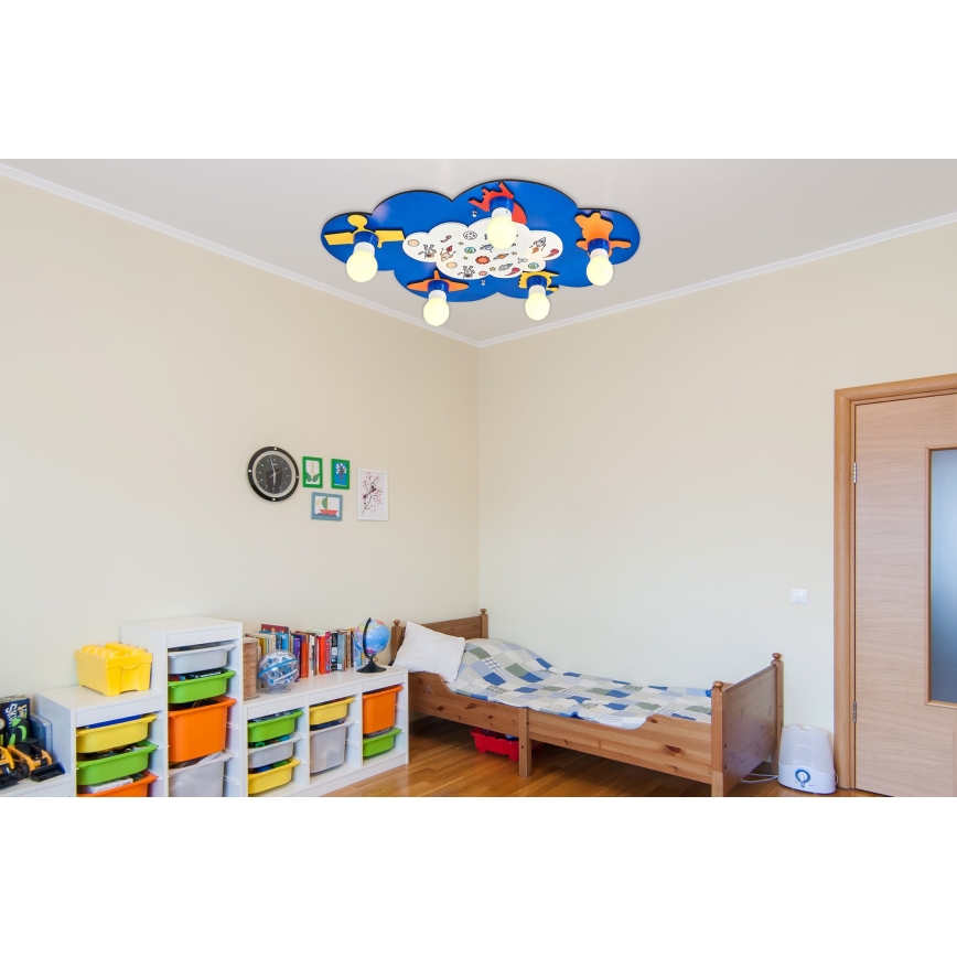 Παιδικό φωτιστικό οροφής LUCCA 5xE27/24W/230V μπλε