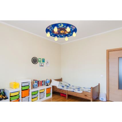 Παιδικό φωτιστικό οροφής LUCCA 6xE27/24W/230V μπλε