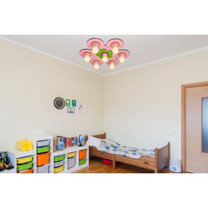 Παιδικό φωτιστικό οροφής LUCCA 7xE27/24W/230V ροζ