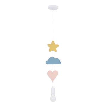 Παιδικό φωτιστικό οροφής TRIO 1xE27/20W/230V κίτρινο/μπλε/ροζ