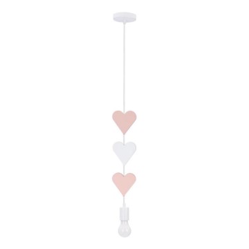 Παιδικό φωτιστικό οροφής με καλώδιο HEART 1xE27/20W/230V ροζ/λευκό
