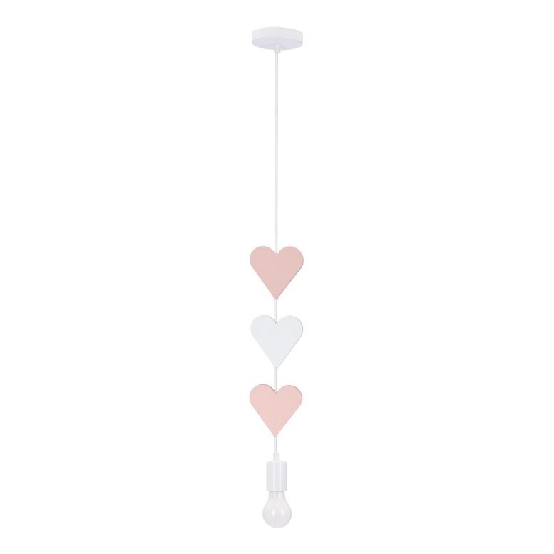 Παιδικό φωτιστικό οροφής με καλώδιο HEART 1xE27/20W/230V ροζ/λευκό
