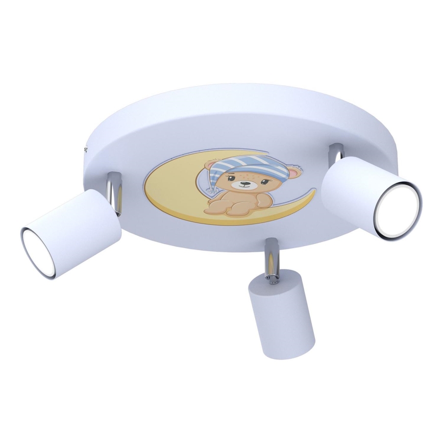 Παιδικό φωτιστικό σποτ FUN 3xGU10/8W/230V μπλε/αρκουδάκι