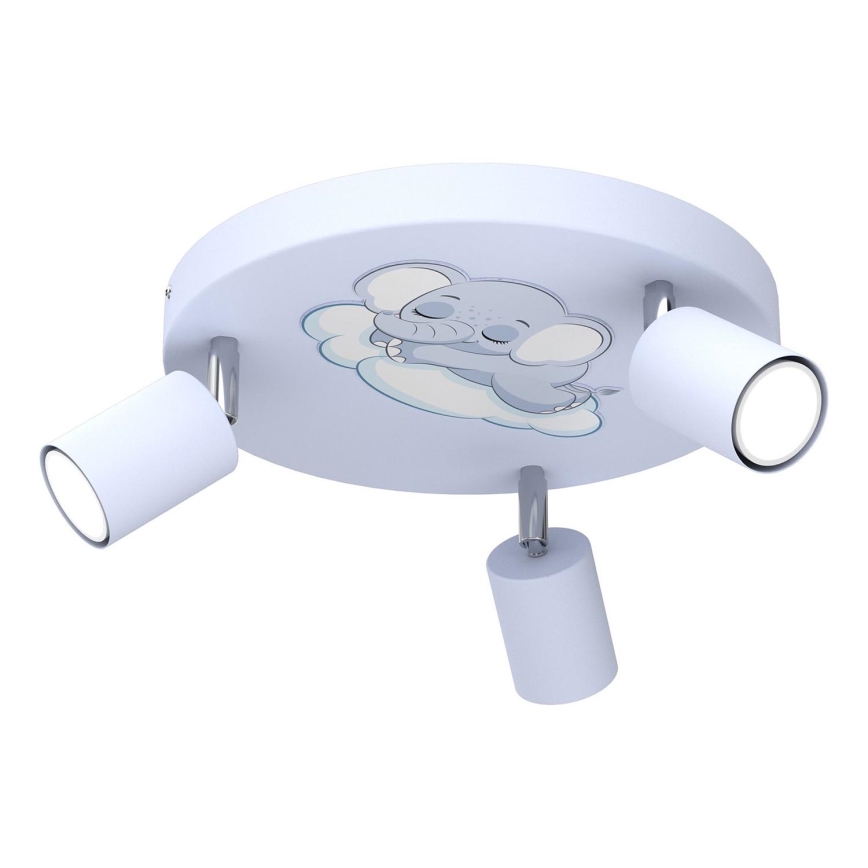 Παιδικό φωτιστικό σποτ FUN 3xGU10/8W/230V μπλε/ελέφαντας