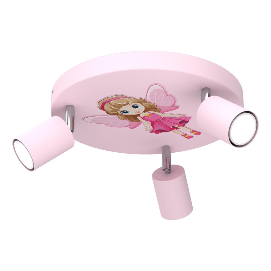 Παιδικό φωτιστικό σποτ FUN 3xGU10/8W/230V ροζ/νεράιδα