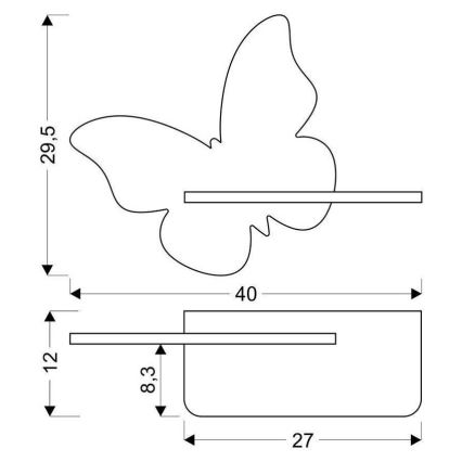 Παιδικό φωτιστικό τοίχου LED με ράφι BUTTERFLY LED/5W/230V πράσινο/ξύλο,
