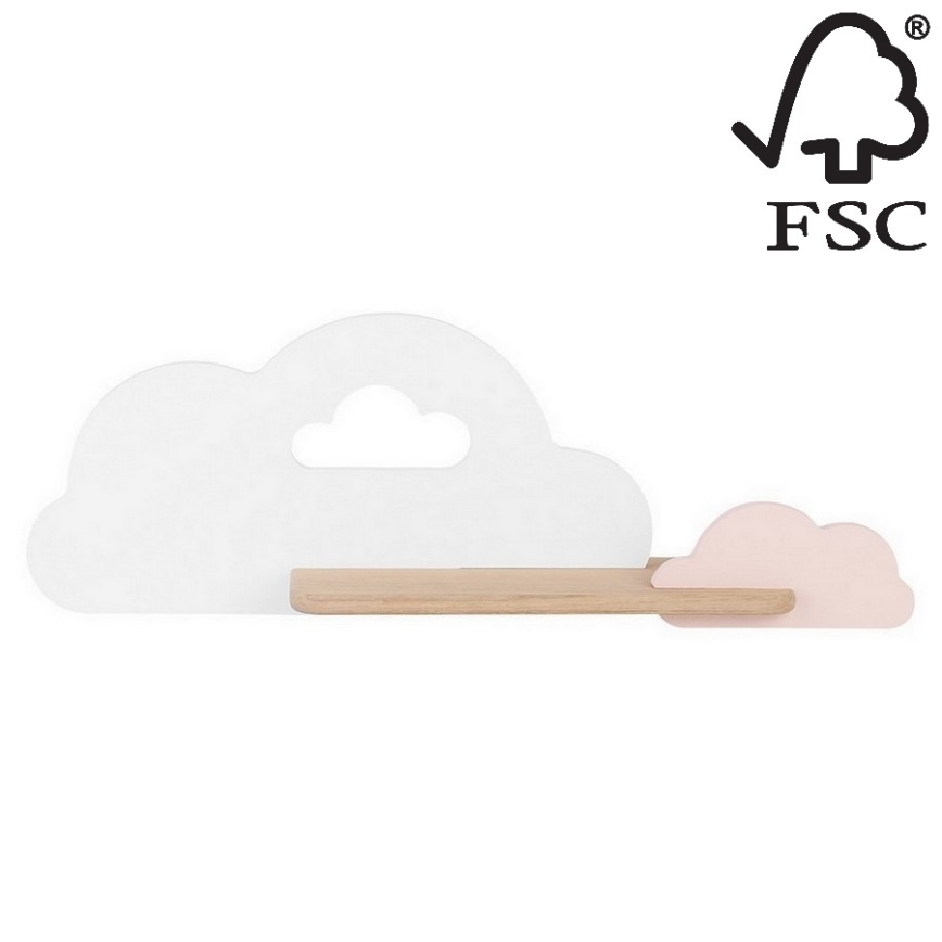 Παιδικό φωτιστικό τοίχου LED με ράφι CLOUD LED/5W/230V λευκό/ροζ