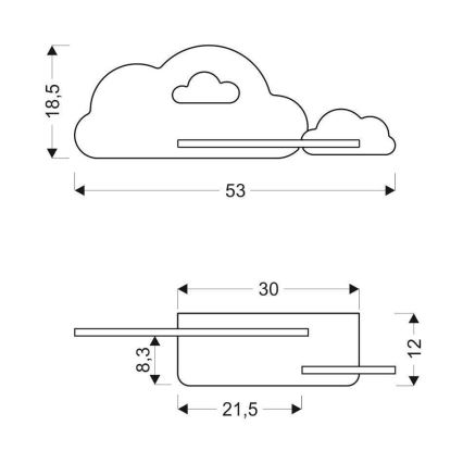Παιδικό φωτιστικό τοίχου LED με ράφι CLOUD LED/5W/230V λευκό/ροζ