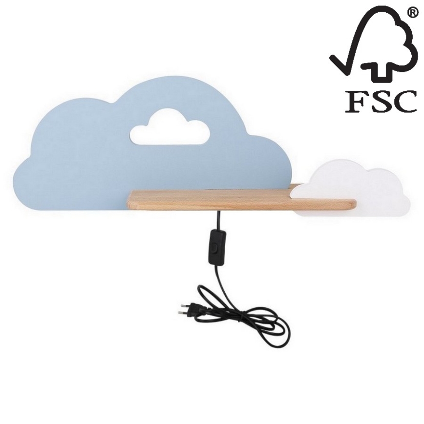Παιδικό φωτιστικό τοίχου LED με ράφι CLOUD LED/5W/230V μπλε/λευκό