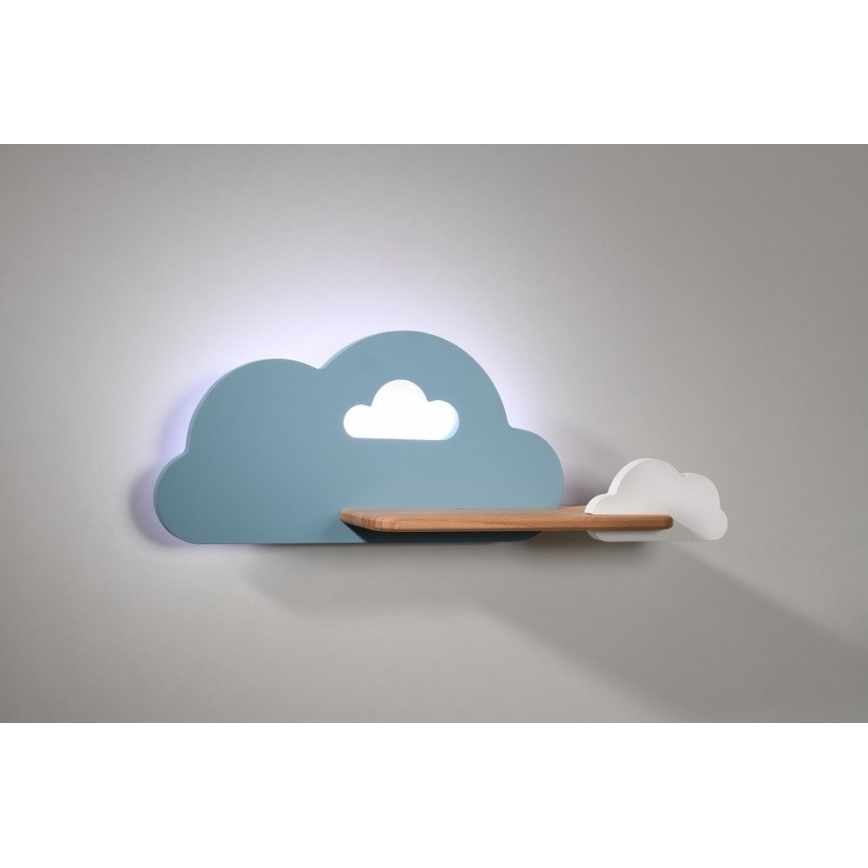 Παιδικό φωτιστικό τοίχου LED με ράφι CLOUD LED/5W/230V μπλε/λευκό