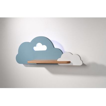 Παιδικό φωτιστικό τοίχου LED με ράφι CLOUD LED/5W/230V μπλε/λευκό