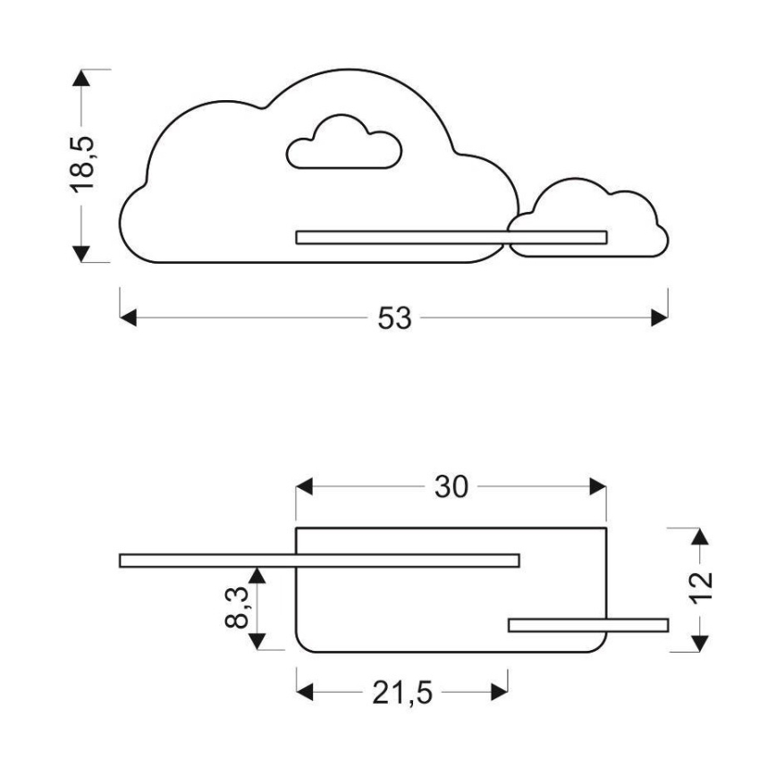 Παιδικό φωτιστικό τοίχου LED με ράφι CLOUD LED/5W/230V μπλε/λευκό