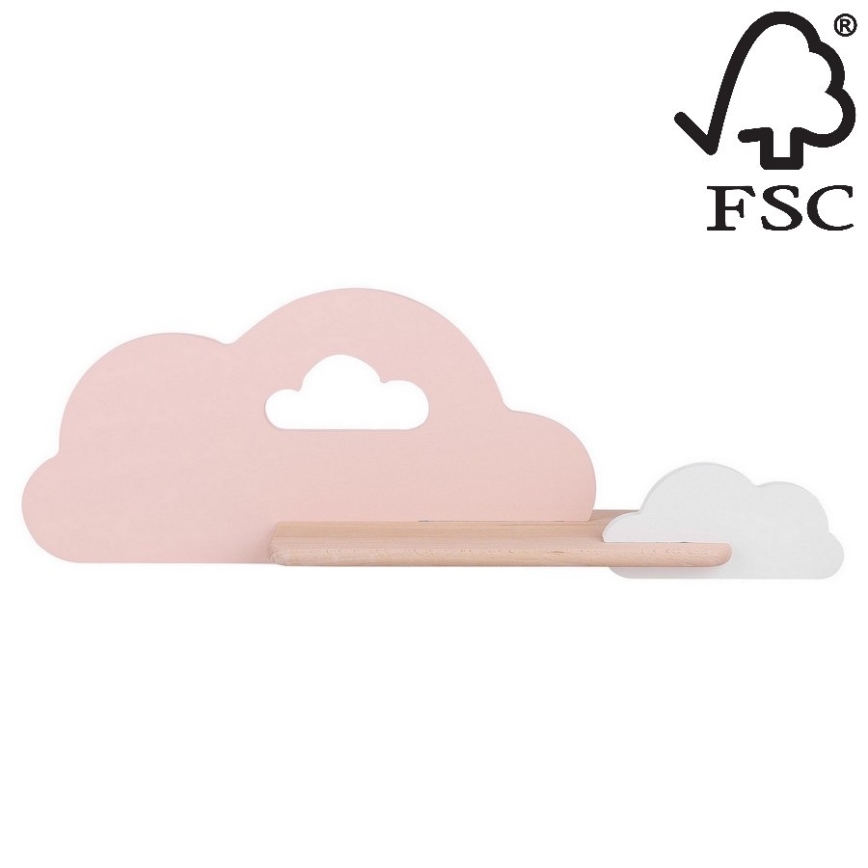 Παιδικό φωτιστικό τοίχου LED με ράφι CLOUD LED/5W/230V ροζ/λευκό