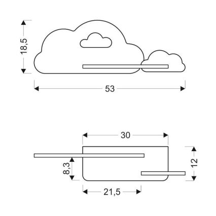 Παιδικό φωτιστικό τοίχου LED με ράφι CLOUD LED/5W/230V ροζ/λευκό