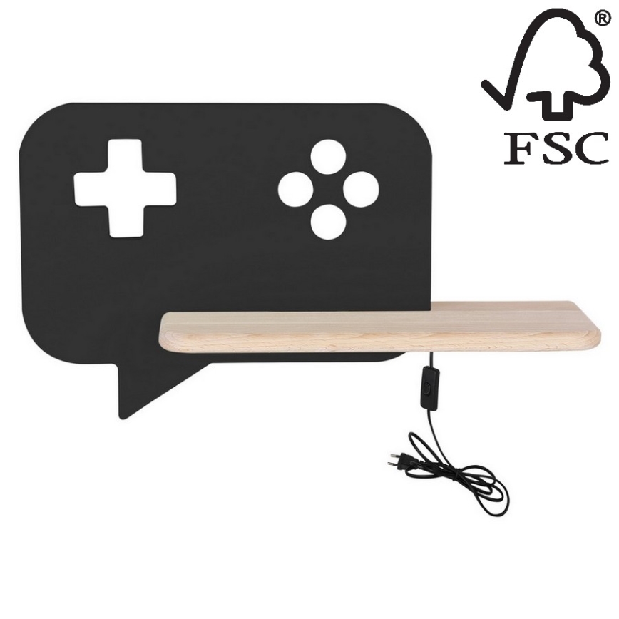 Παιδικό φωτιστικό τοίχου LED με ράφι CONSOLE LED/5W/230V μαύρο