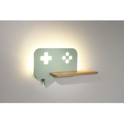 Παιδικό φωτιστικό τοίχου LED με ράφι CONSOLE LED/5W/230V πράσινο