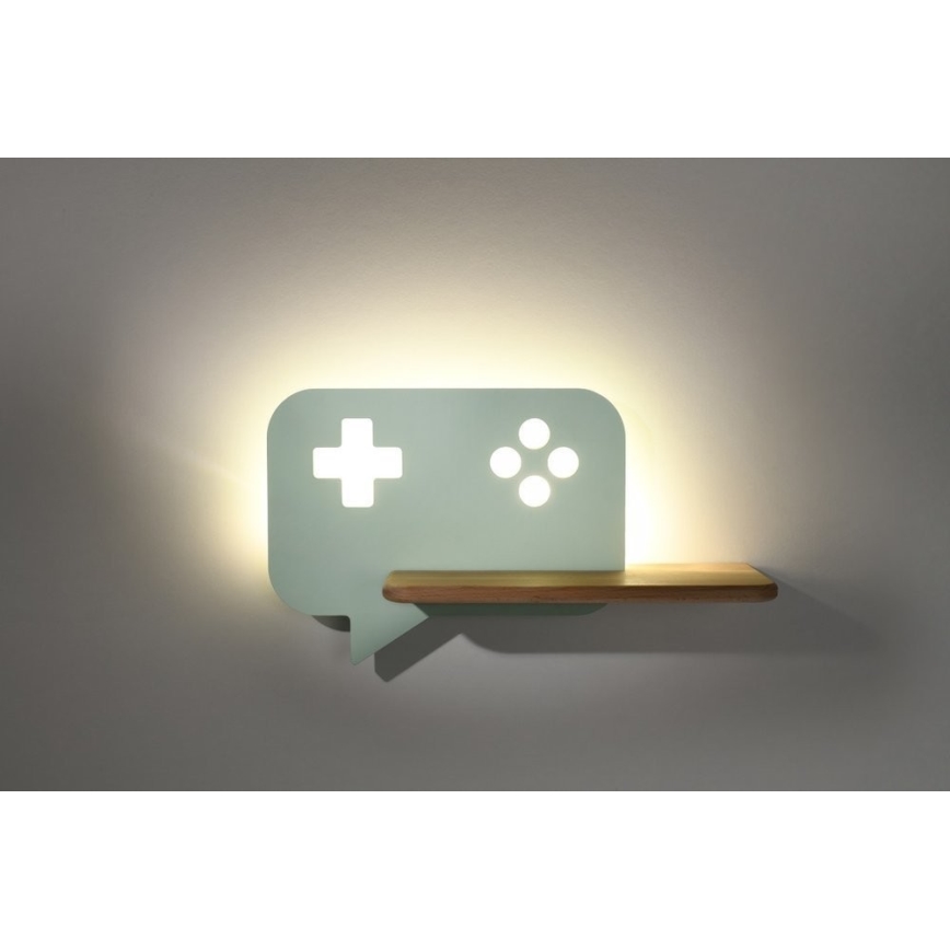 Παιδικό φωτιστικό τοίχου LED με ράφι CONSOLE LED/5W/230V πράσινο