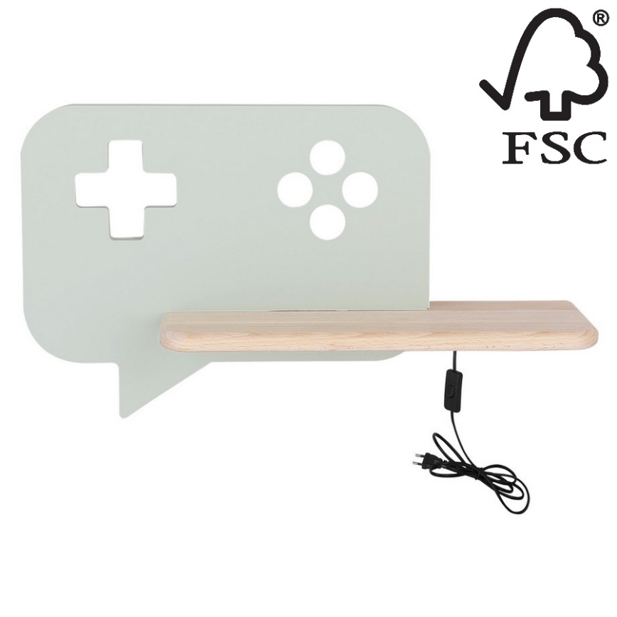 Παιδικό φωτιστικό τοίχου LED με ράφι CONSOLE LED/5W/230V πράσινο