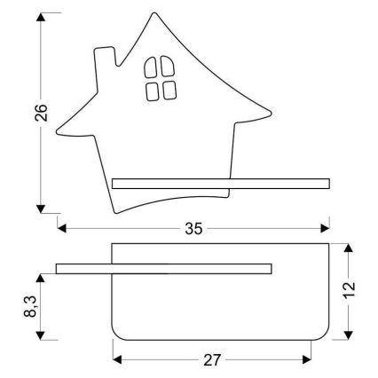 Παιδικό φωτιστικό τοίχου LED με ράφι HOUSE LED/4W/230V γκρι/ξύλο