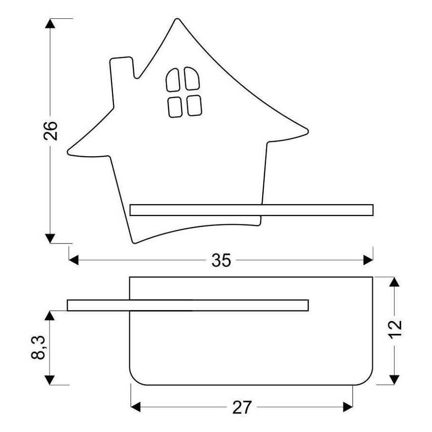 Παιδικό φωτιστικό τοίχου LED με ράφι HOUSE LED/4W/230V γκρι/ξύλο