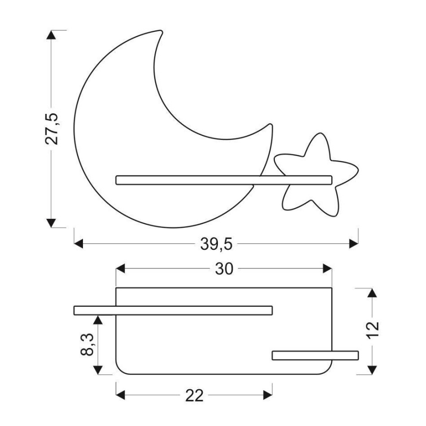 Παιδικό φωτιστικό τοίχου LED με ράφι MOON LED/5W/230V