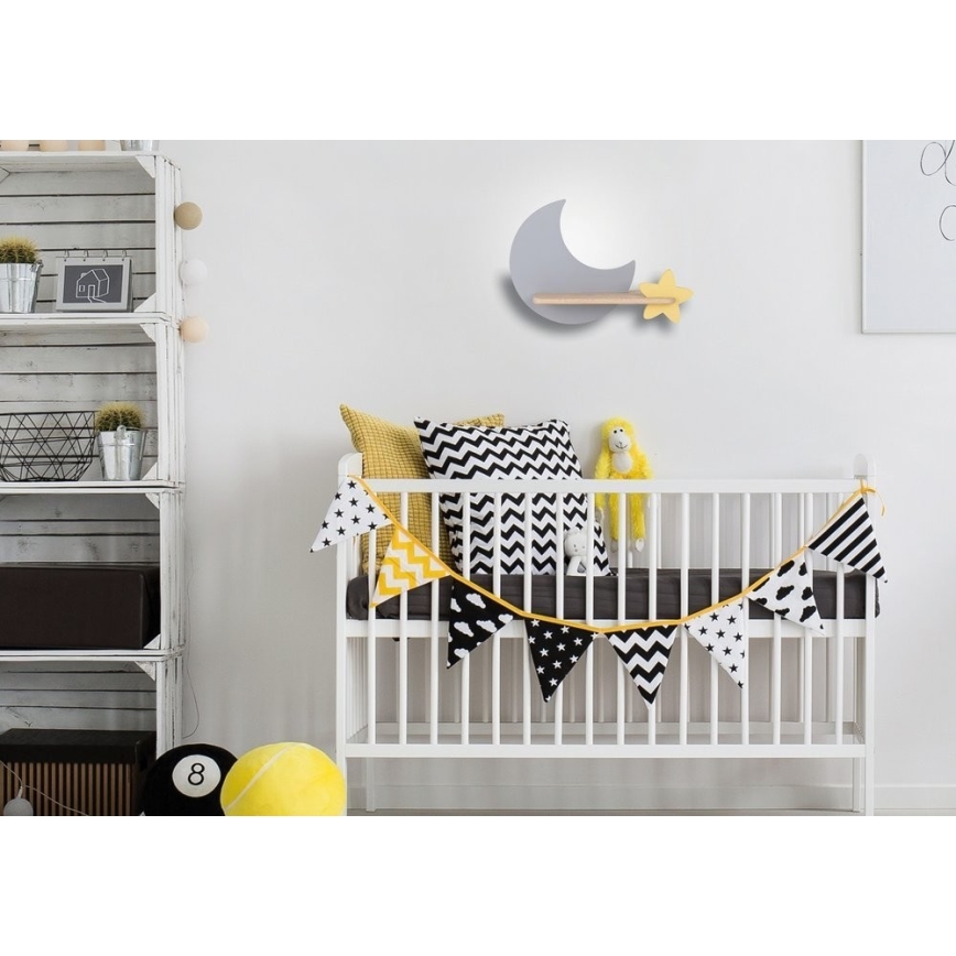 Παιδικό φωτιστικό τοίχου LED με ράφι MOON LED/5W/230V