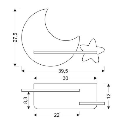 Παιδικό φωτιστικό τοίχου LED με ράφι MOON LED/5W/230V