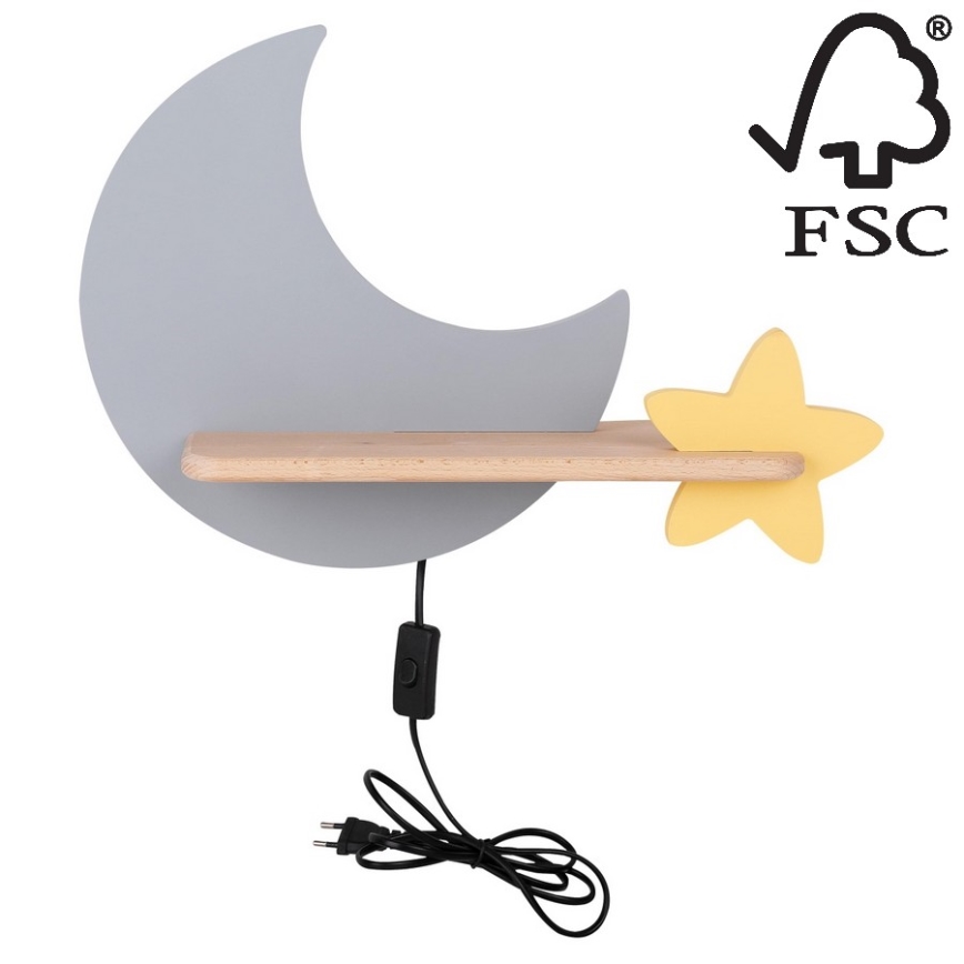 Παιδικό φωτιστικό τοίχου LED με ράφι MOON LED/5W/230V