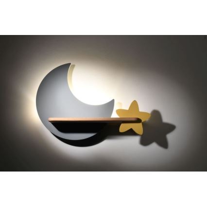 Παιδικό φωτιστικό τοίχου LED με ράφι MOON LED/5W/230V