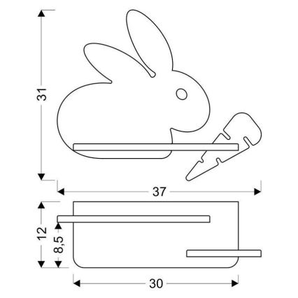 Παιδικό φωτιστικό τοίχου LED με ράφι RABBIT LED/4W/230V γκρι/λευκό/ξύλο